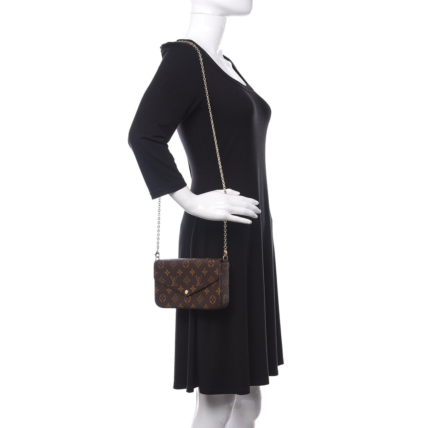 Monogram Pochette Felicie Chain Wallet Fuchsia