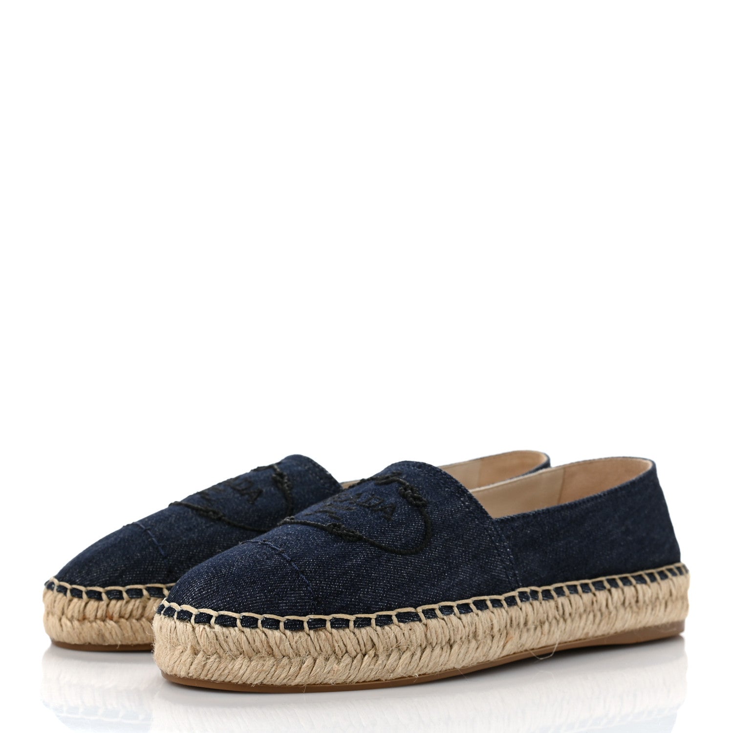 Prada Denim Logo Espadrilles 38.5 Blue 3 of 8