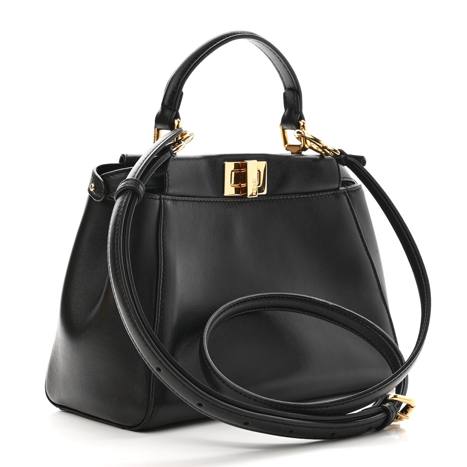 Fendi Nappa Stacked Bar Mini Peekaboo Iconic Satchel Black 3 of 10