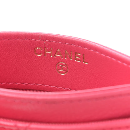 Chanel Shiny Goatskin Quilted Chanel 19 Card Holder Dark Pink 7 of 8