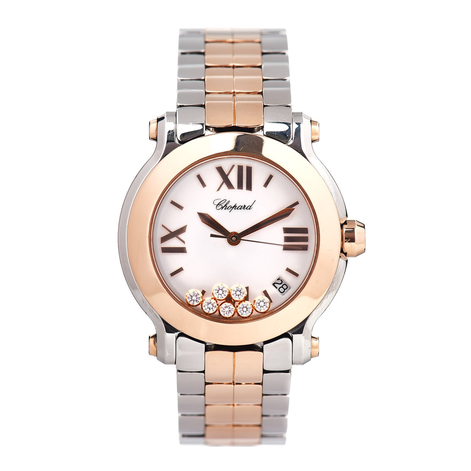 Chopard Stainless Steel 18K Rose Gold 7 Diamond 36mm Happy Sport Quartz Watch 1 of 6
