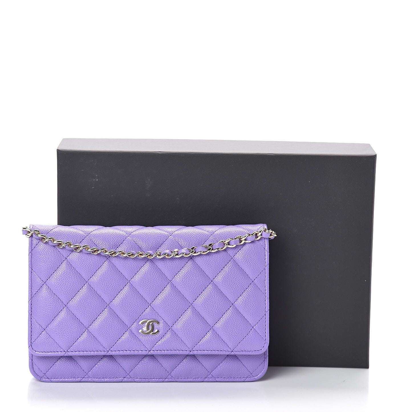 Caviar Quilted Wallet On Chain WOC Purple