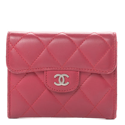 Chanel Lambskin Quilted Flap Card Holder Wallet Dark Pink 1 of 12