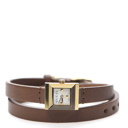 Gucci Stainless Steel Calfskin Mother of Pearl 14mm G-Frame Square Double Wrap Quartz Watch 3 of 8