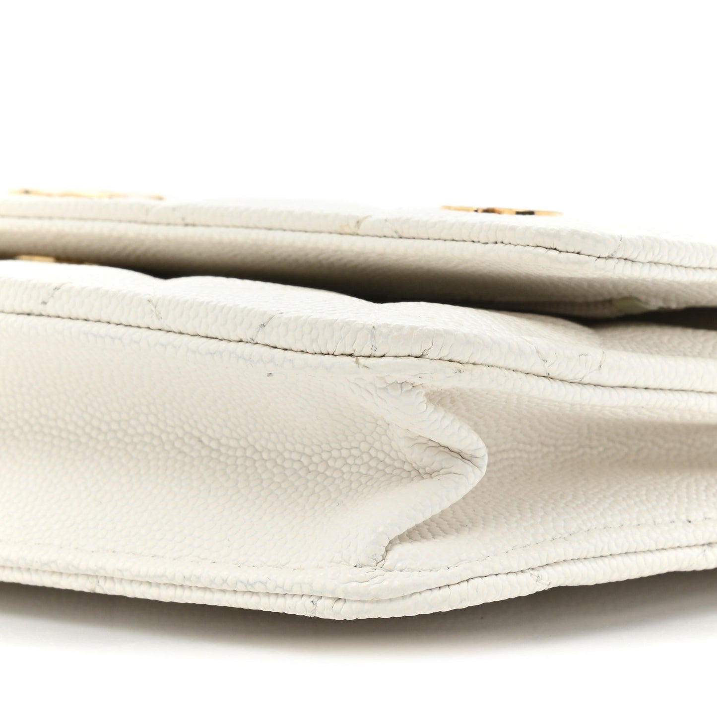 Caviar Quilted Enamel Coco Casino Wallet On Chain WOC White