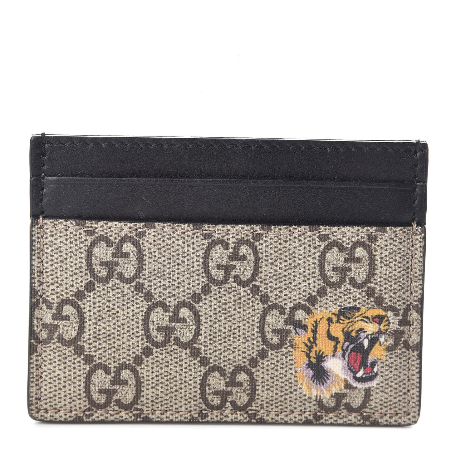 GG Supreme Monogram Tiger Print Card Holder Black