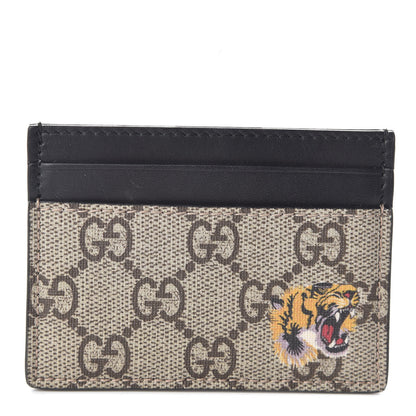 Gucci GG Supreme Monogram Tiger Print Card Holder Black 1 of 6