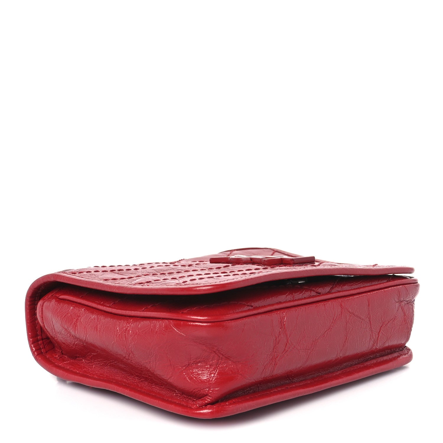 Saint Laurent Crinkled Calfskin Matelasse Monogram Niki Chain Wallet Rouge Eros 4 of 10