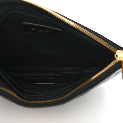 Saint Laurent Calfskin Matelasse Chevron Monogram A5 Wristlet Black 5 of 7