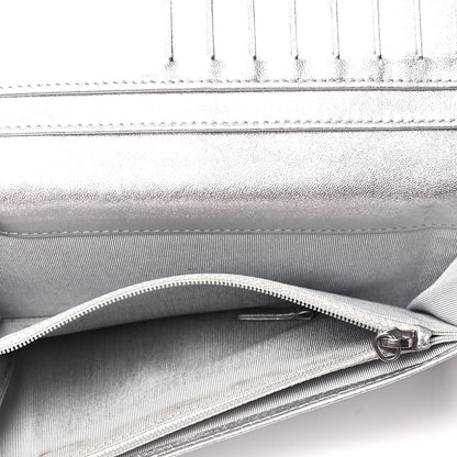 Chanel Metallic Calfskin Quilted Yen Wallet Dark Silver 7 of 12