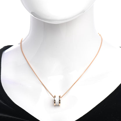 Bulgari 18K Rose Gold White Ceramic B.Zero1 Pendant Necklace 2 of 5