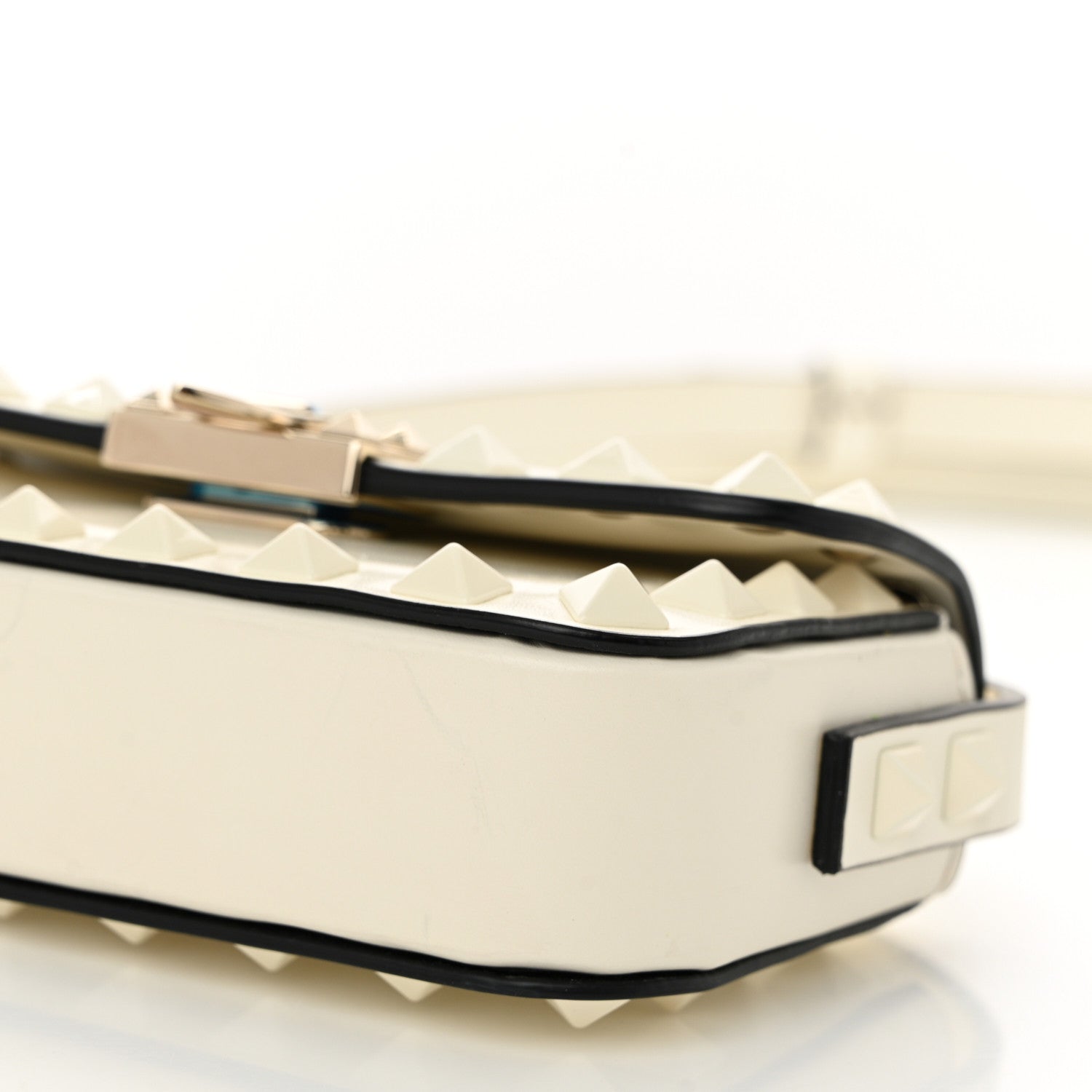 Valentino Garavani Vitello Mini Monochrome Rockstud Flip Lock Shoulder Bag Ivory 9 of 11