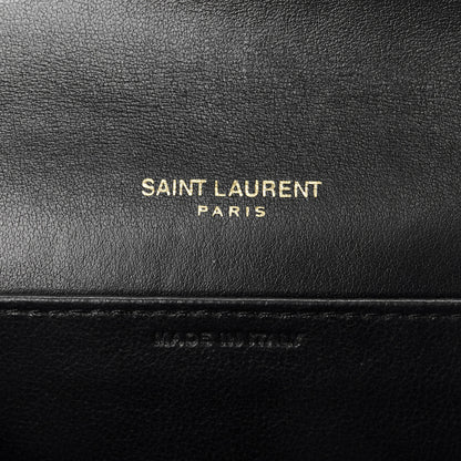 Saint Laurent Calfskin Crocodile Embossed Monogram Uptown Chain Wallet Black 7 of 12