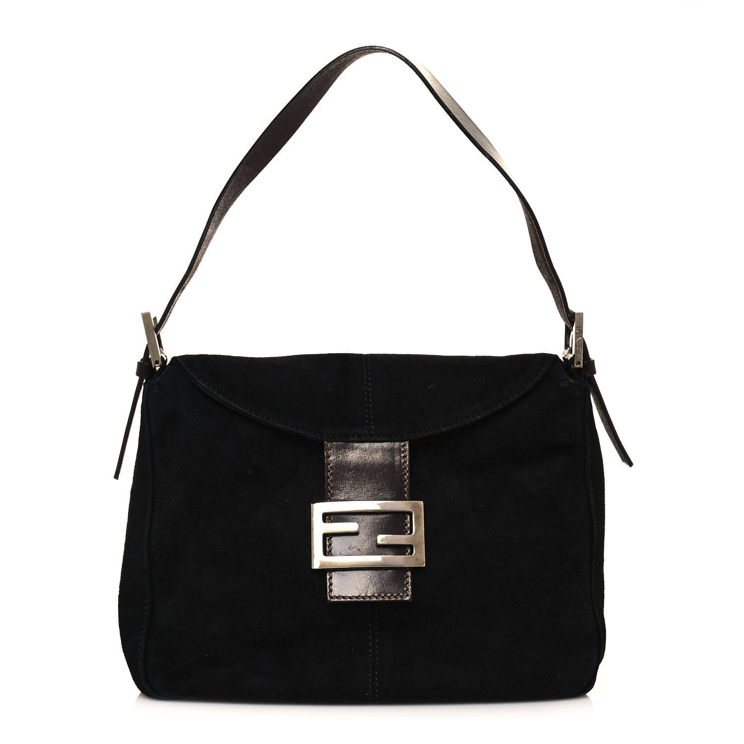 Fendi Suede Shoulder Bag Black 1 of 12