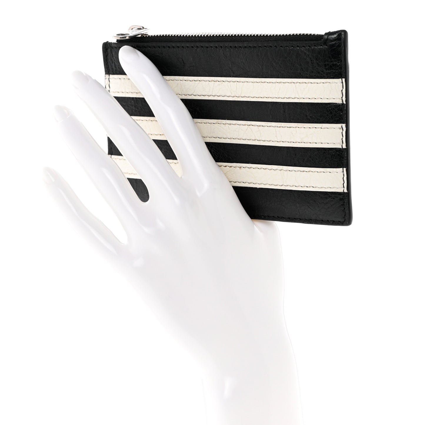 X ADIDAS Agneau Arena Trefoil Logo Coin Case Card Holder Black White