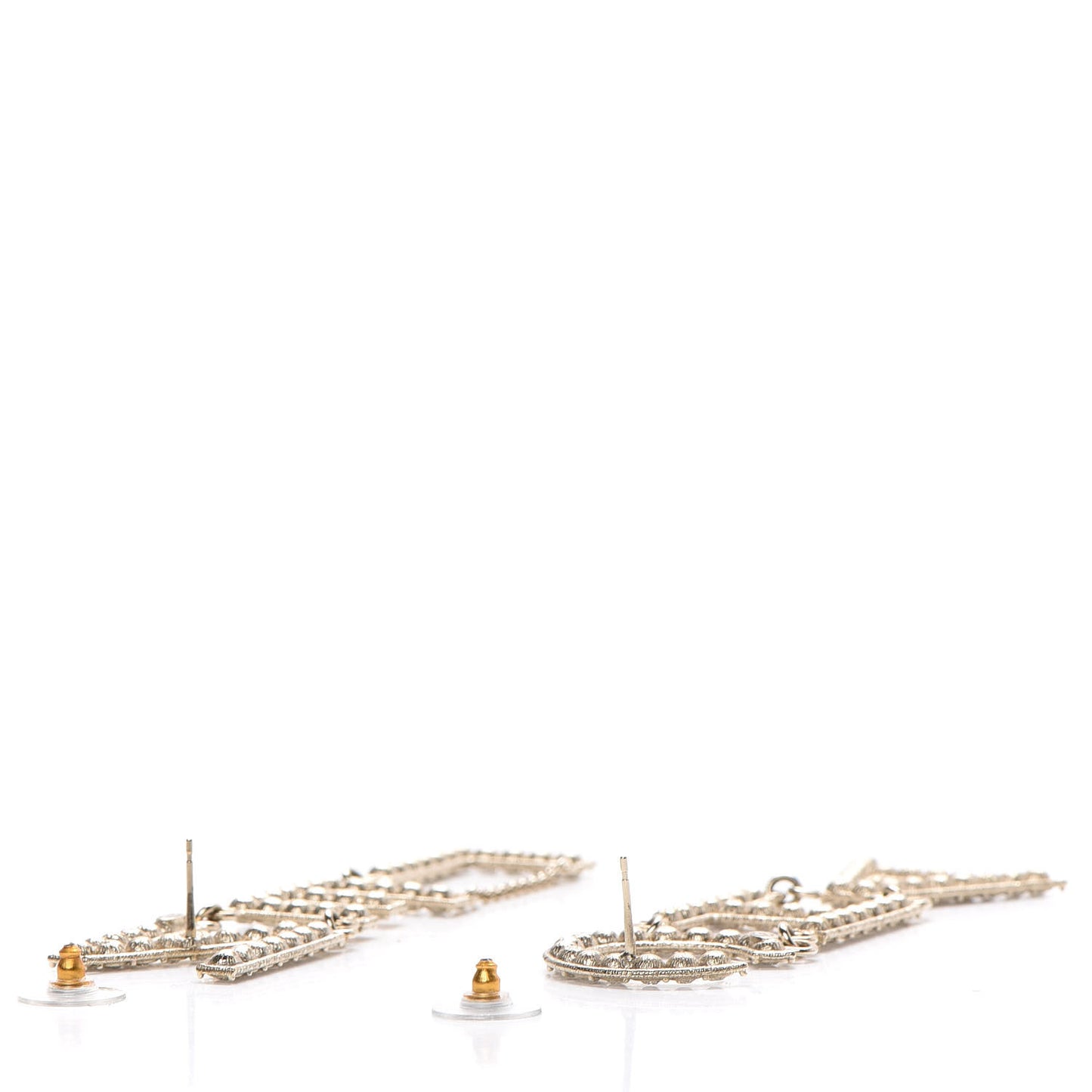 Crystal Cha-Nel Logo Drop Earrings Gold