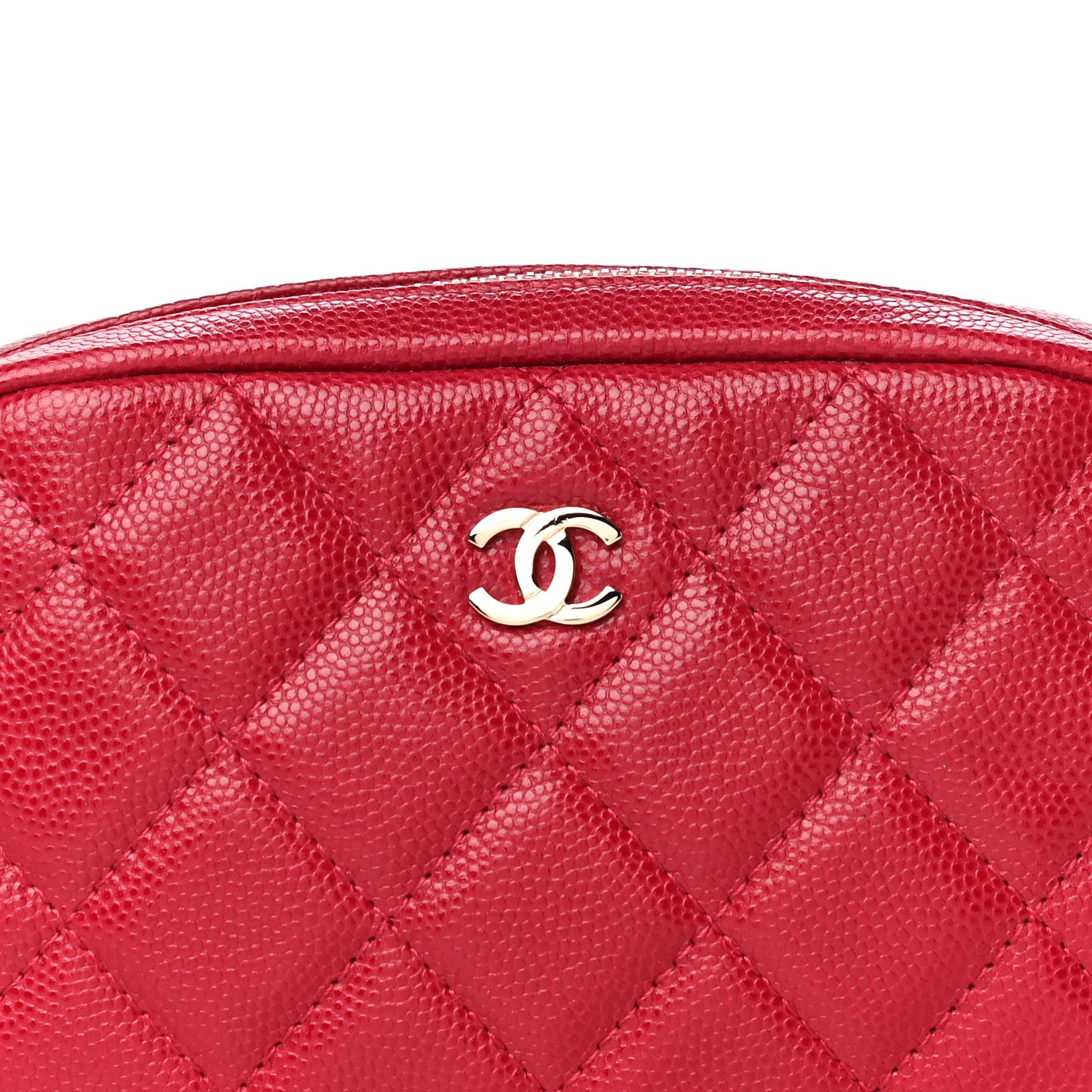 Chanel Caviar Quilted Small Curvy Pouch Cosmetic Case Dark Pink 8 of 11