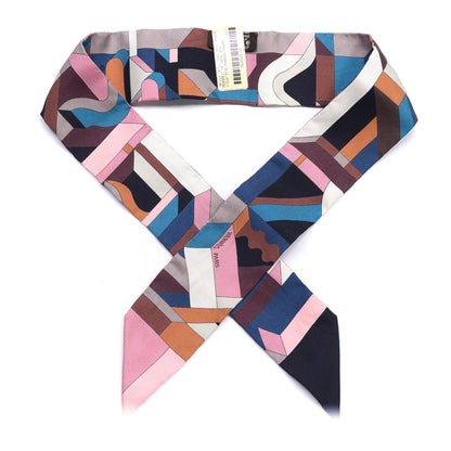 Hermes Silk Perspective Cavaliere Twilly Vieux Rose Marrone Canard 1 of 4