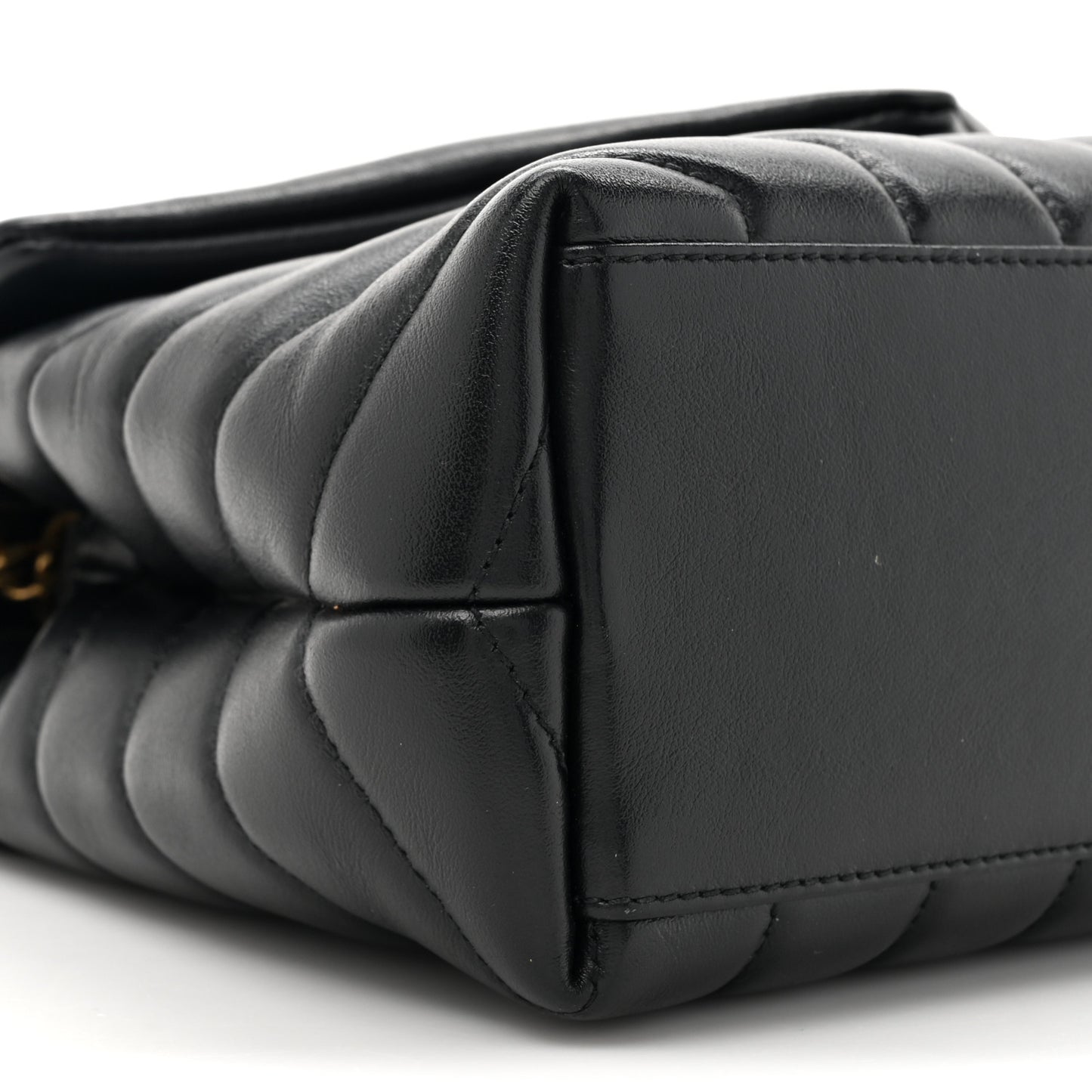 Calfskin Y Quilted Monogram Small Loulou Chain Satchel Black