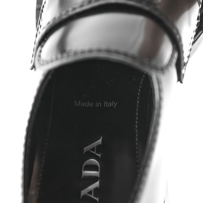 Prada Spazzolato Metal Triangle Logo Mens 35mm Loafers 7.5 Black 8 of 10