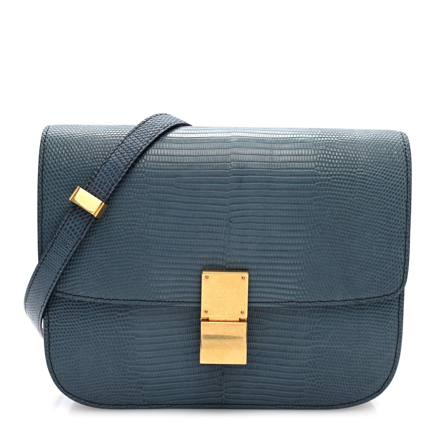 Celine Lizard Medium Classic Box Flap Bag Blue 1 of 9