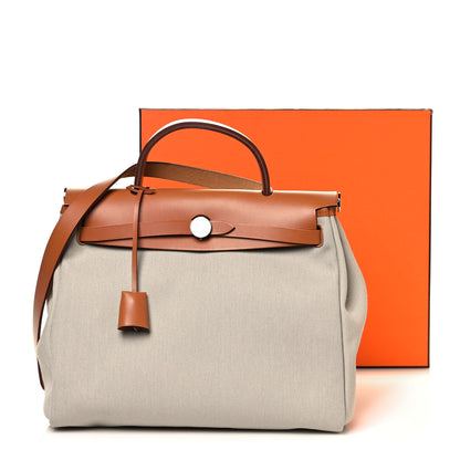 Hermes Vache Hunter Criss Viking Herbag Zip Retourne 31 PM Ecru Beige Naturel 12 of 12