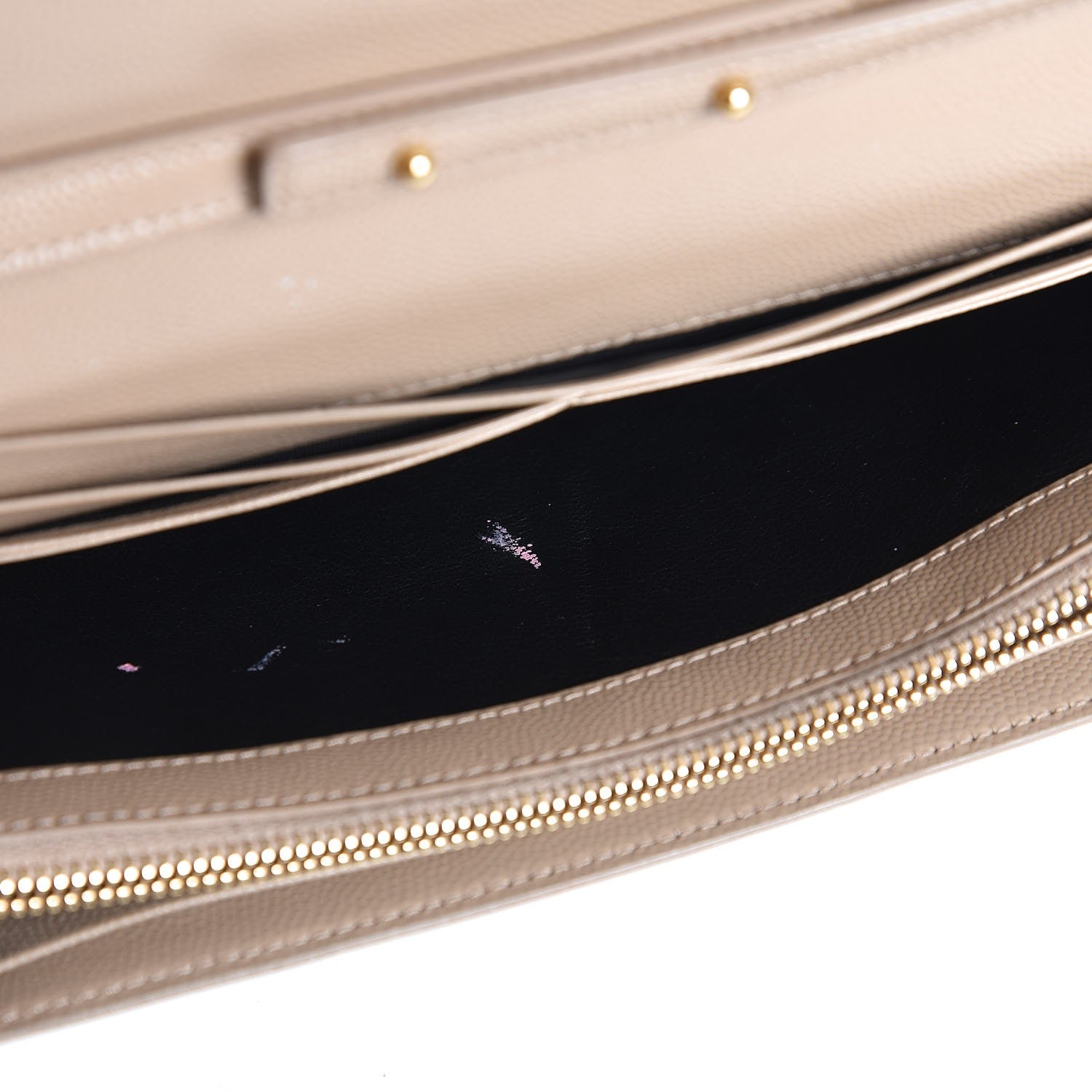 Saint Laurent Grain De Poudre Monogram Chain Wallet Dark Beige 8 of 9