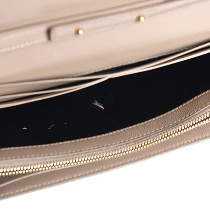 Saint Laurent Grain De Poudre Monogram Chain Wallet Dark Beige 8 of 9