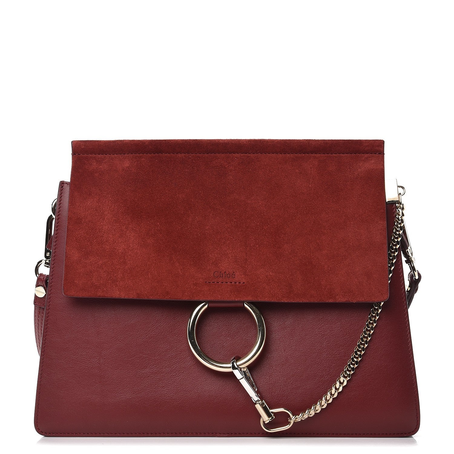 Chloe Calfskin Suede Medium Faye Shoulder Bag Plum Purple 1 of 7