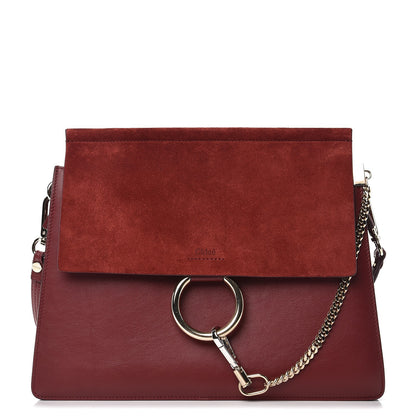 Chloe Calfskin Suede Medium Faye Shoulder Bag Plum Purple 1 of 7