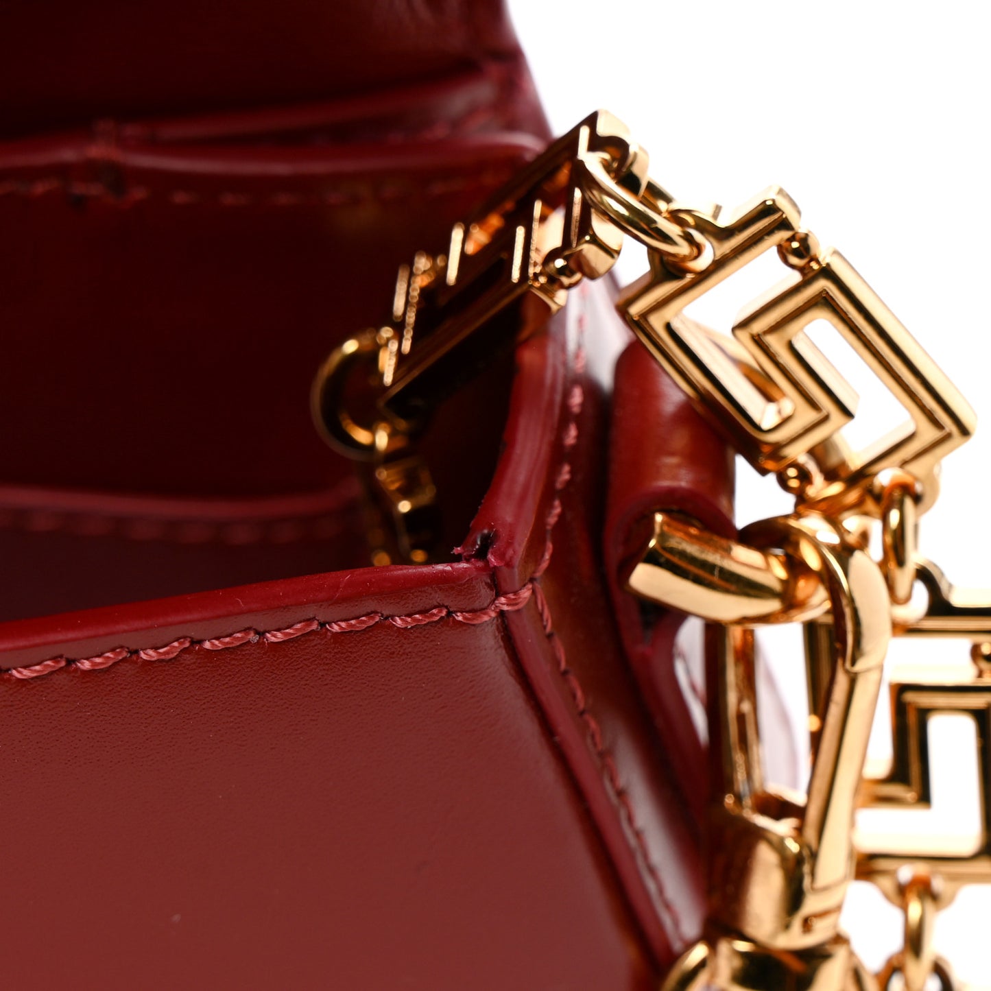 Calfskin Large Greca Goddess Shoulder Bag Red