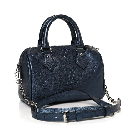 Louis Vuitton Metallic Empreinte Monogram Giant Speedy Bandouliere 20 Navy Nacre 3 of 11