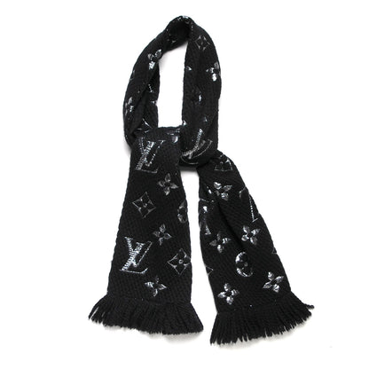 Louis Vuitton Wool Silk Logomania Shine Scarf Black 1 of 4