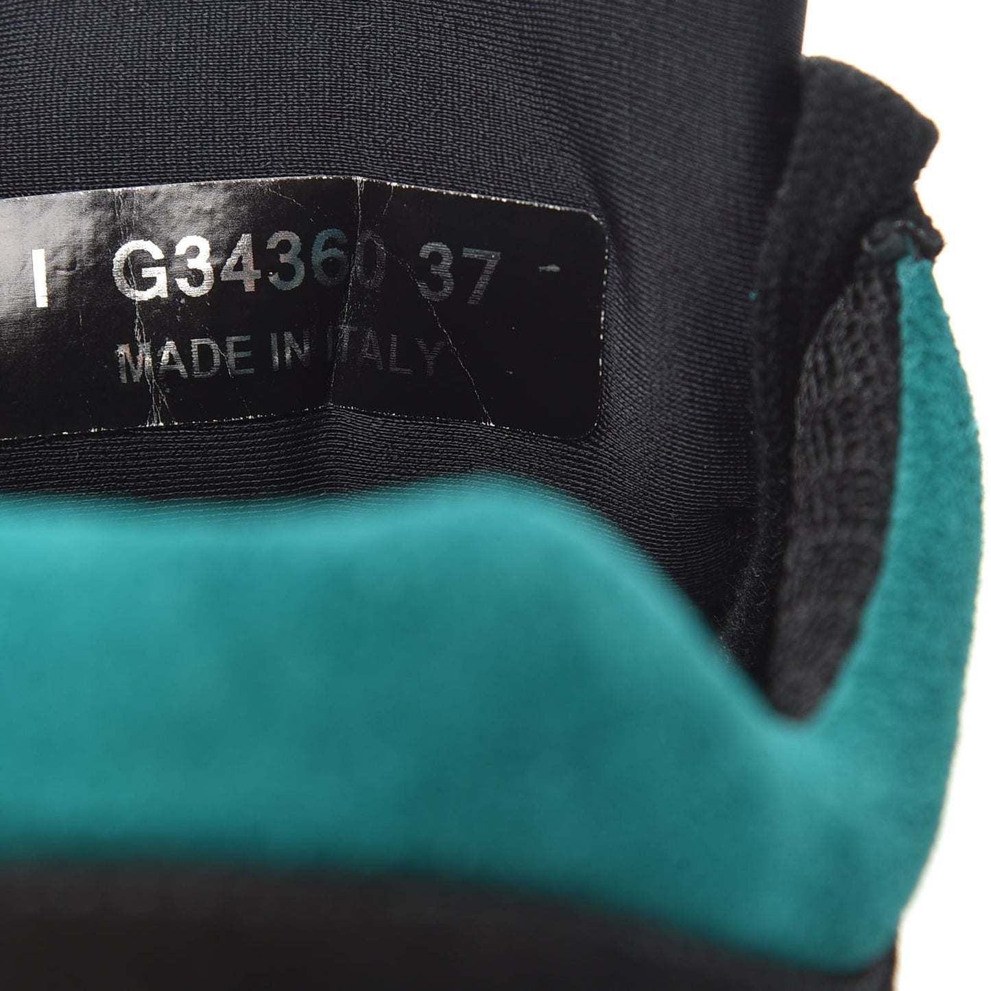 Fabric Calfskin Suede CC Womens Sneakers 37 Black Turquoise Gold