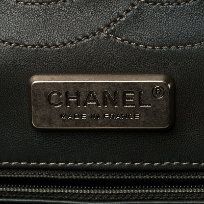 Chanel Metallic Snakeskin Jumbo Double Flap Black Gold Grey 5 of 9