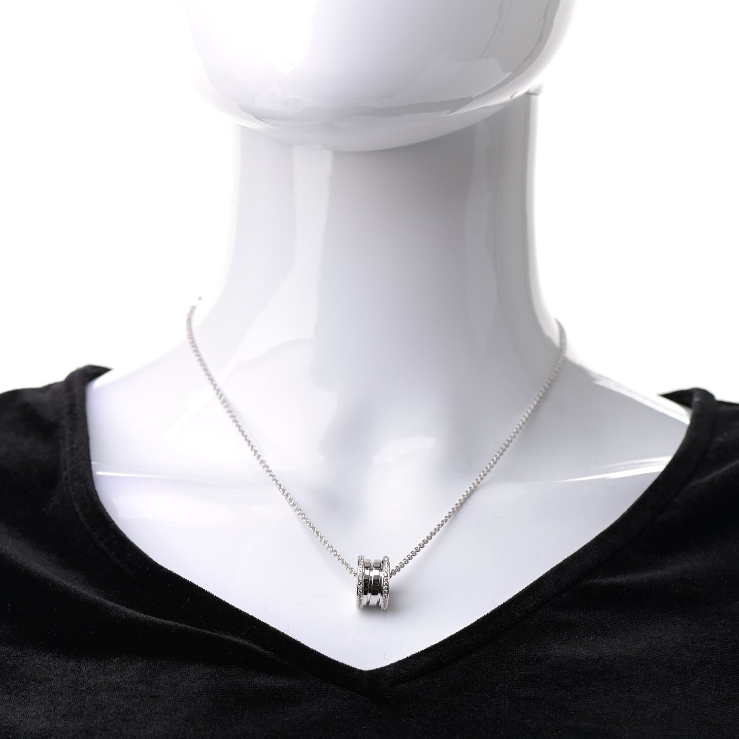 Bulgari 18K White Gold Diamond B.Zero1 Pendant Necklace 2 of 7
