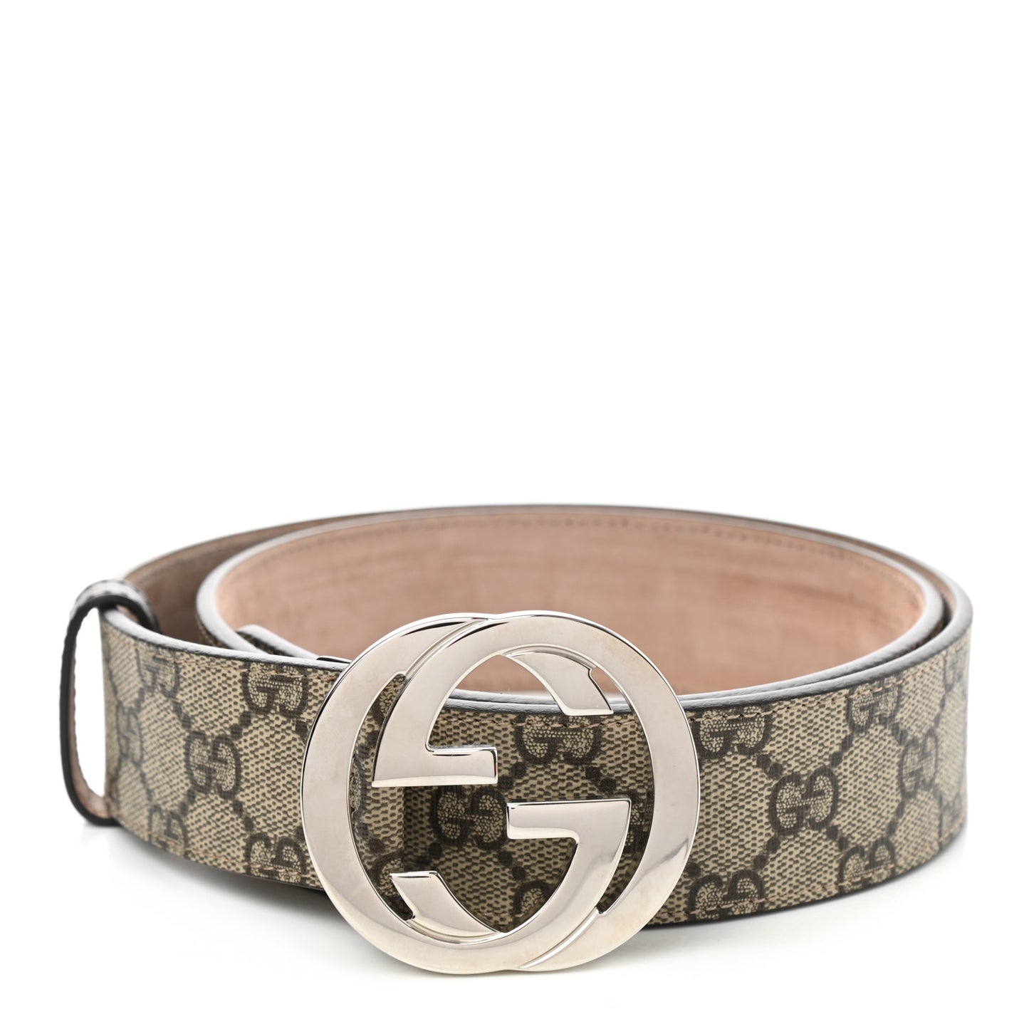 GG Supreme Monogram Selleria Calfskin Interlocking G 40mm Belt 90 36 Beige Ebony Cocoa