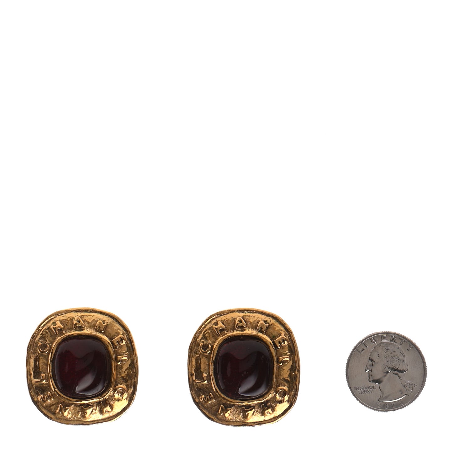 Gripoix Clip On Earrings Red Gold