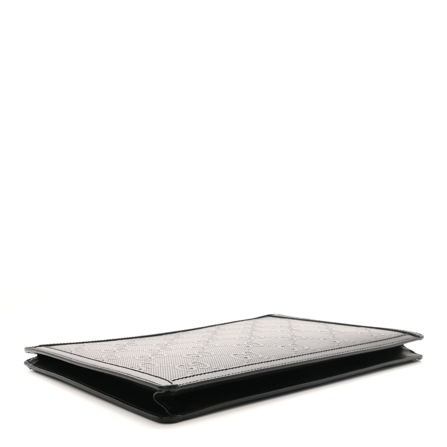 Calfskin GG Tennis Embossed Zip Pouch Black