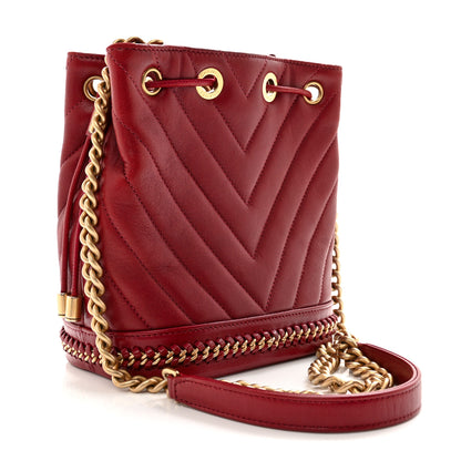 Chanel Sheepskin Chevron Quilted Small Drawstring Bag Dark Red 3 of 11
