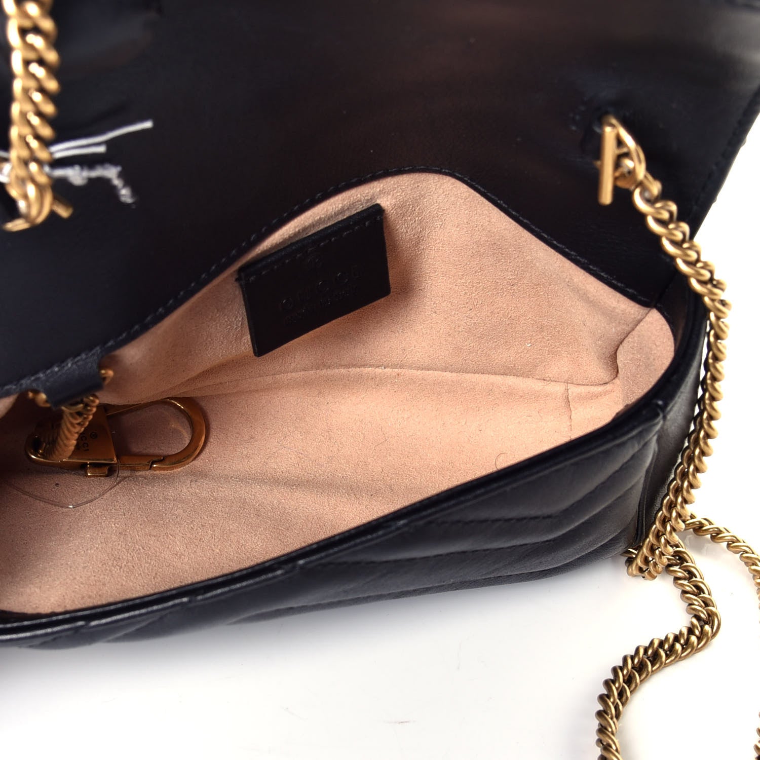 Gucci Calfskin Matelasse Super Mini GG Marmont Shoulder Bag Black 5 of 10