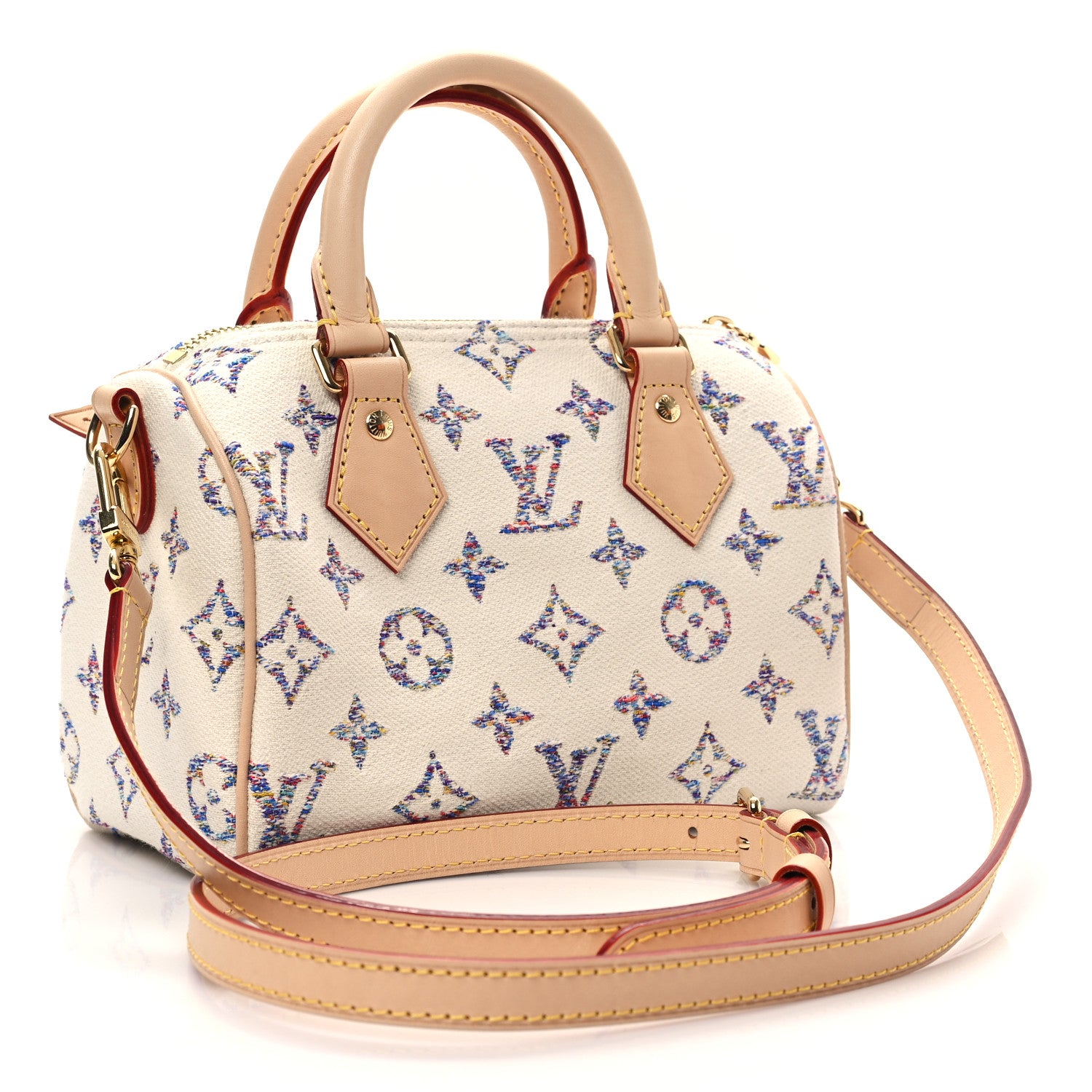 Louis Vuitton Monogram Jacquard Fabric Speedy Bandouliere 20 Multicolor Beige 3 of 10