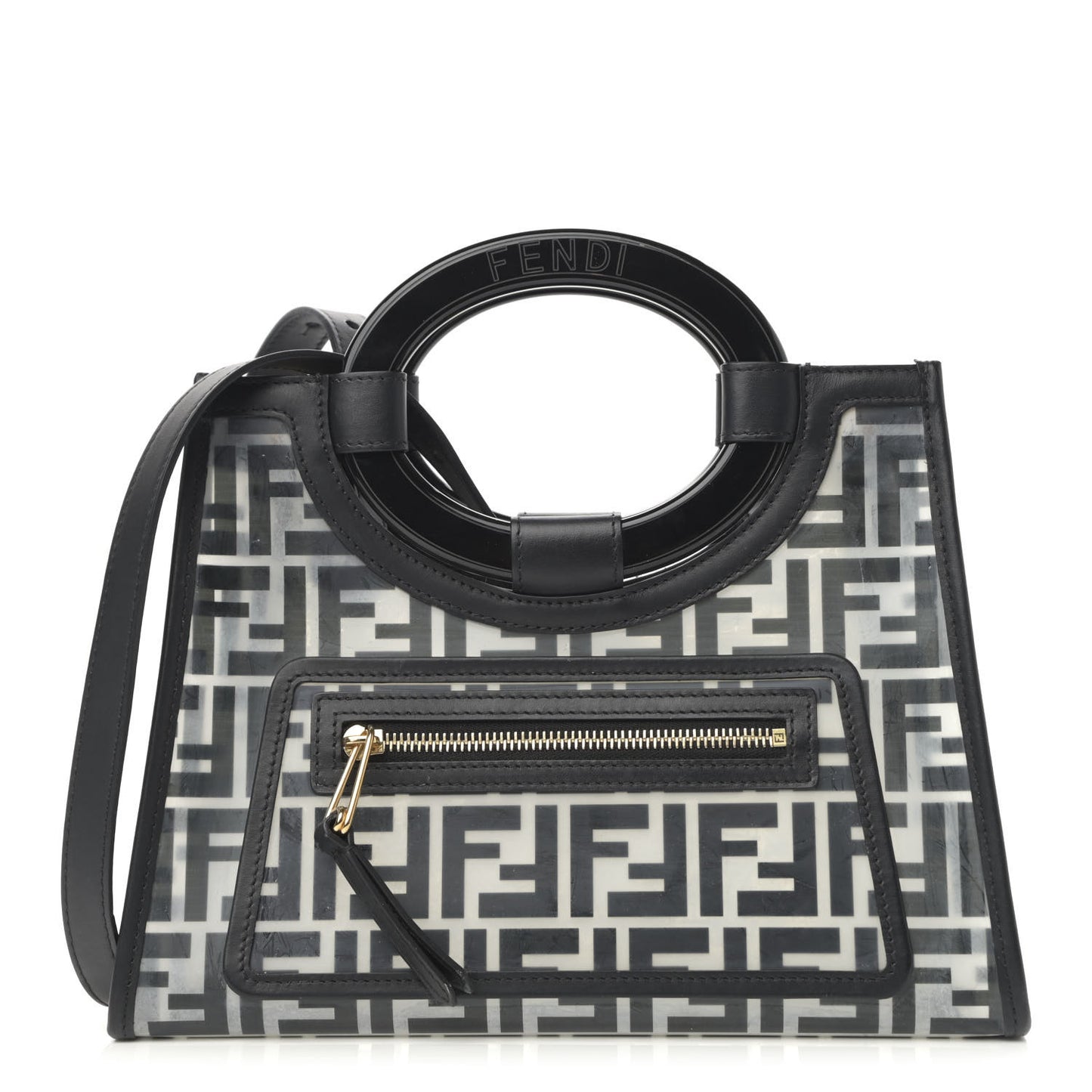 TPU FF Vitello Century Plexiglass Small Runaway Shopper Tote Black