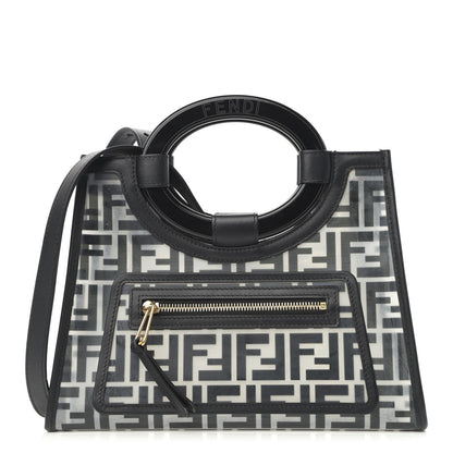 Fendi TPU FF Vitello Century Plexiglass Small Runaway Shopper Tote Black 1 of 12