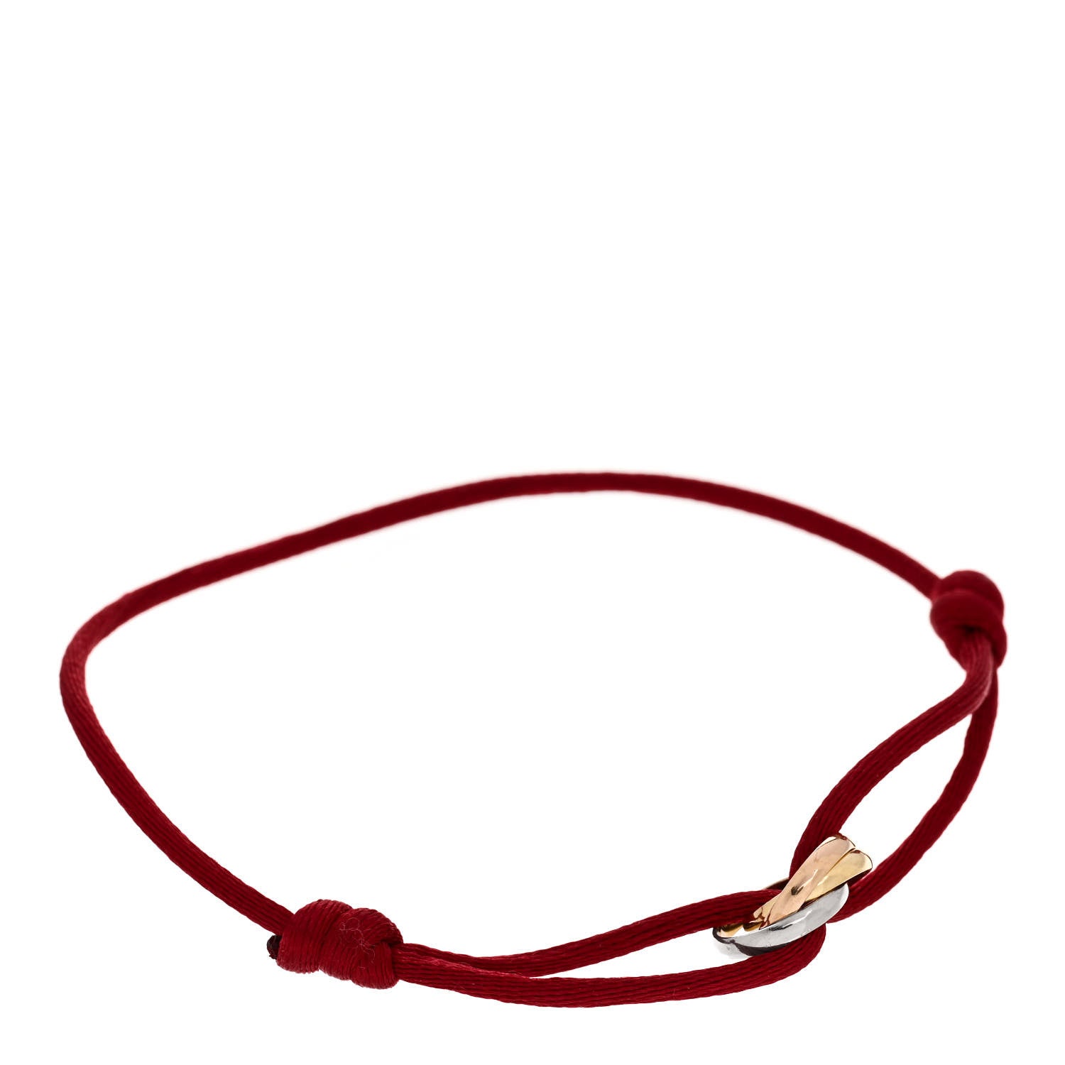 Cartier 18K Pink Yellow White Gold Trinity Cord Bracelet Red 1 of 6