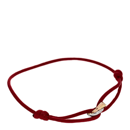 Cartier 18K Pink Yellow White Gold Trinity Cord Bracelet Red 1 of 6