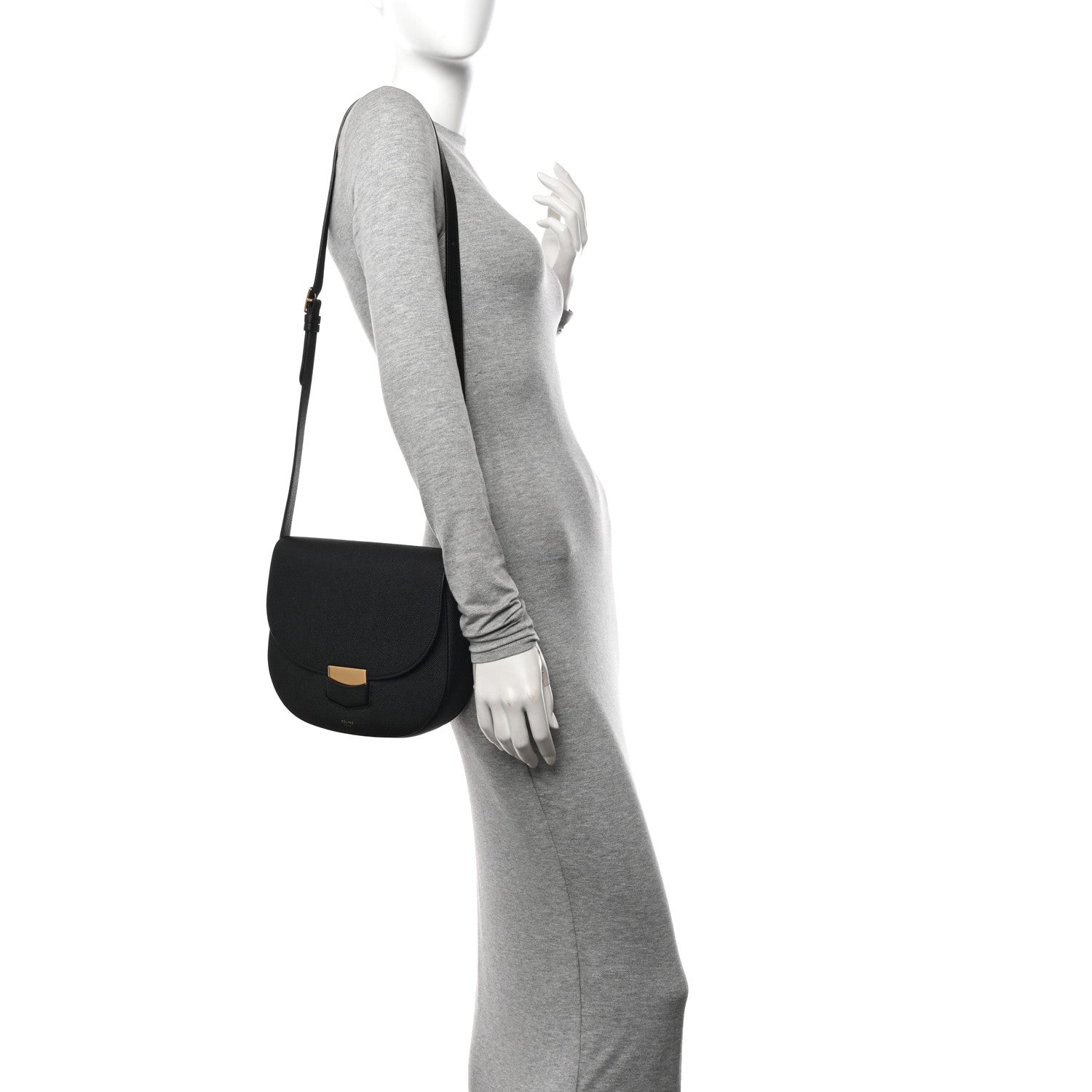 Celine Grained Calfskin Compact Trotteur  Black 2 of 12