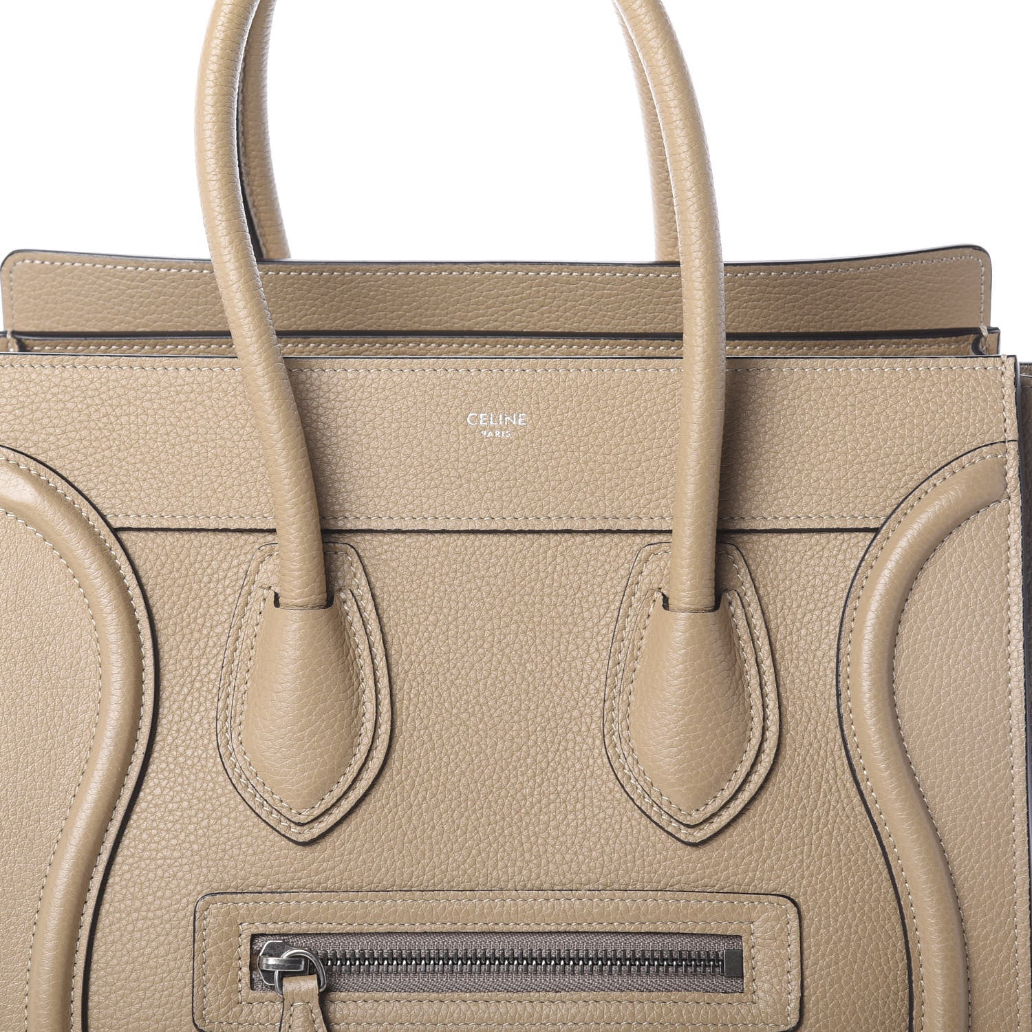 Celine Drummed Calfskin Micro Luggage Dune 7 of 9