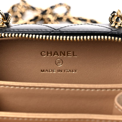 Chanel Lambskin Quilted Mini Golden Plate Clutch With Chain Black 6 of 11