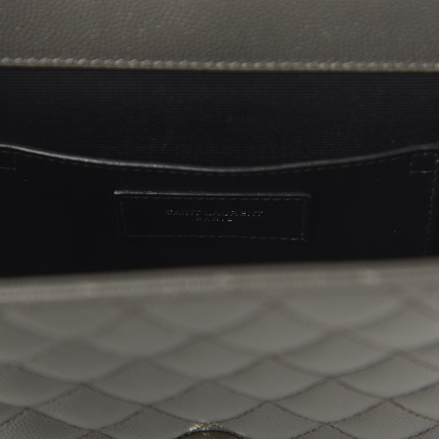 Saint Laurent Grain De Poudre Textured Mixed Matelasse Medium Triquilt Monogram Satchel Earth 8 of 10